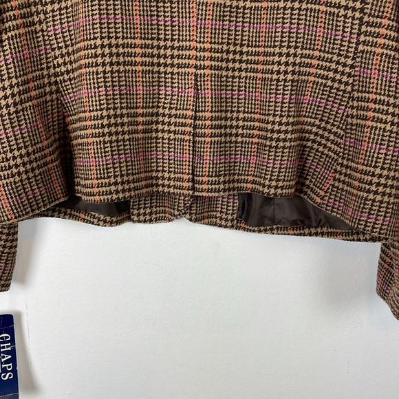 Chaps Wool Blend Womens 16 Riding Houndstooth Tweed 3 Pocket Button Down Blazer - Picture 6 of 9